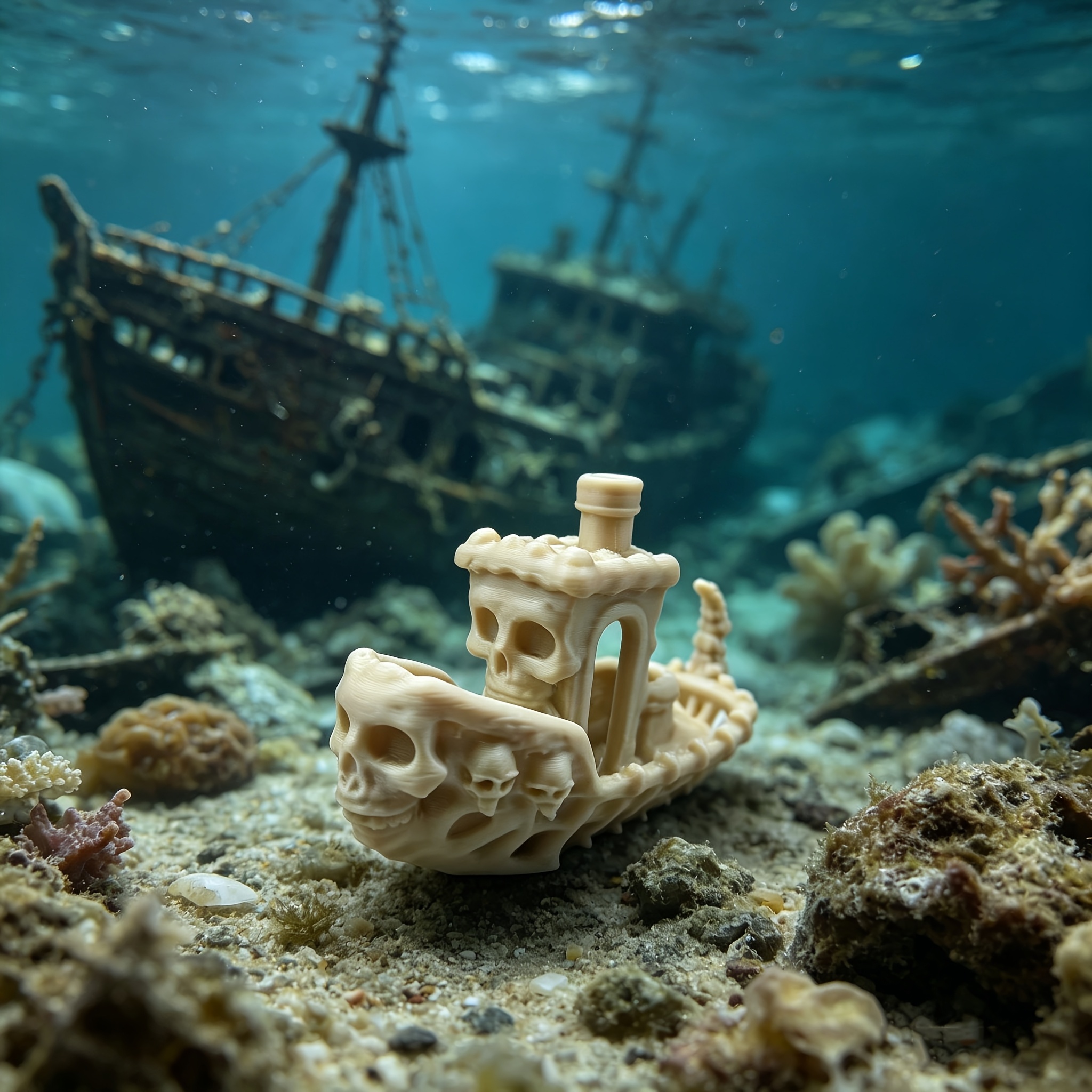 Aquarium Marina - Mysterious Skull Pirate Ship Miniature Figurine
