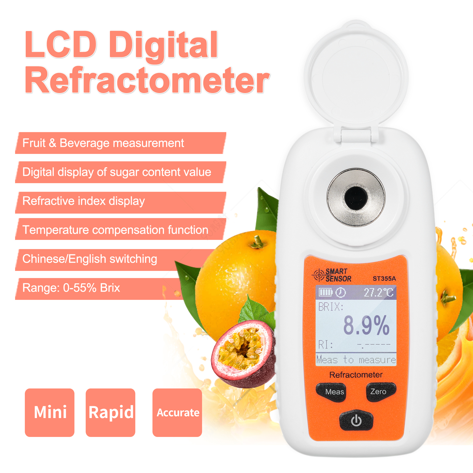 LCD Digital Refractometer Brix - Refractometer Salinity reseña y precio