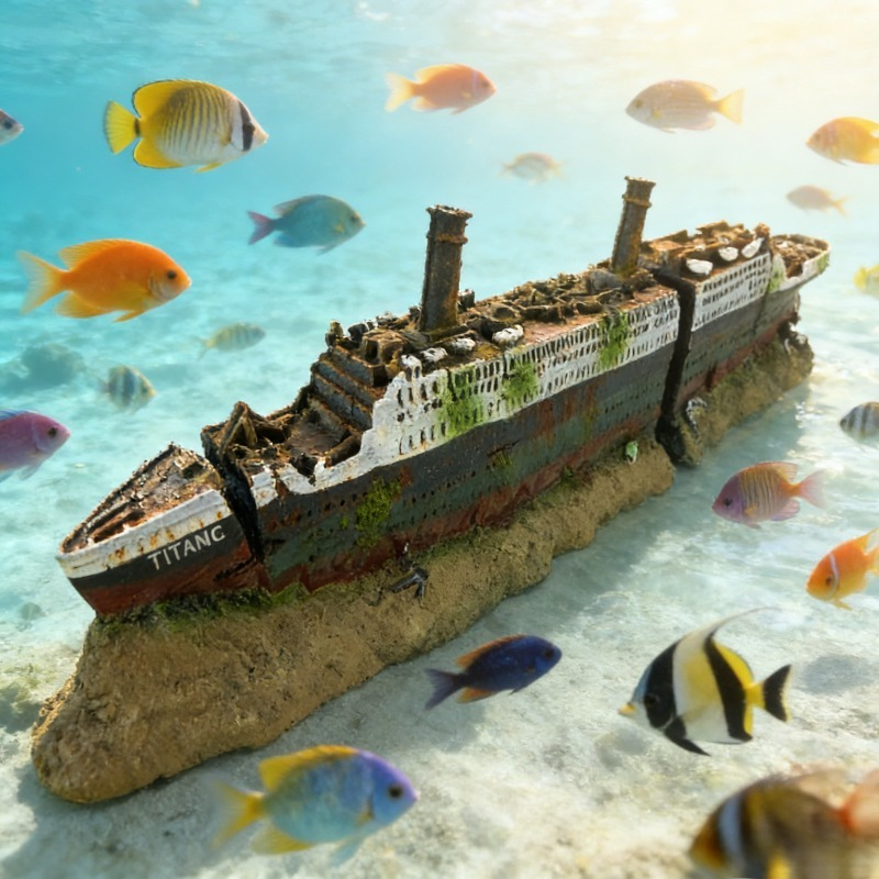 Titanic Wreck Fish Tank Decora - Aquarium Marina reseña y precio